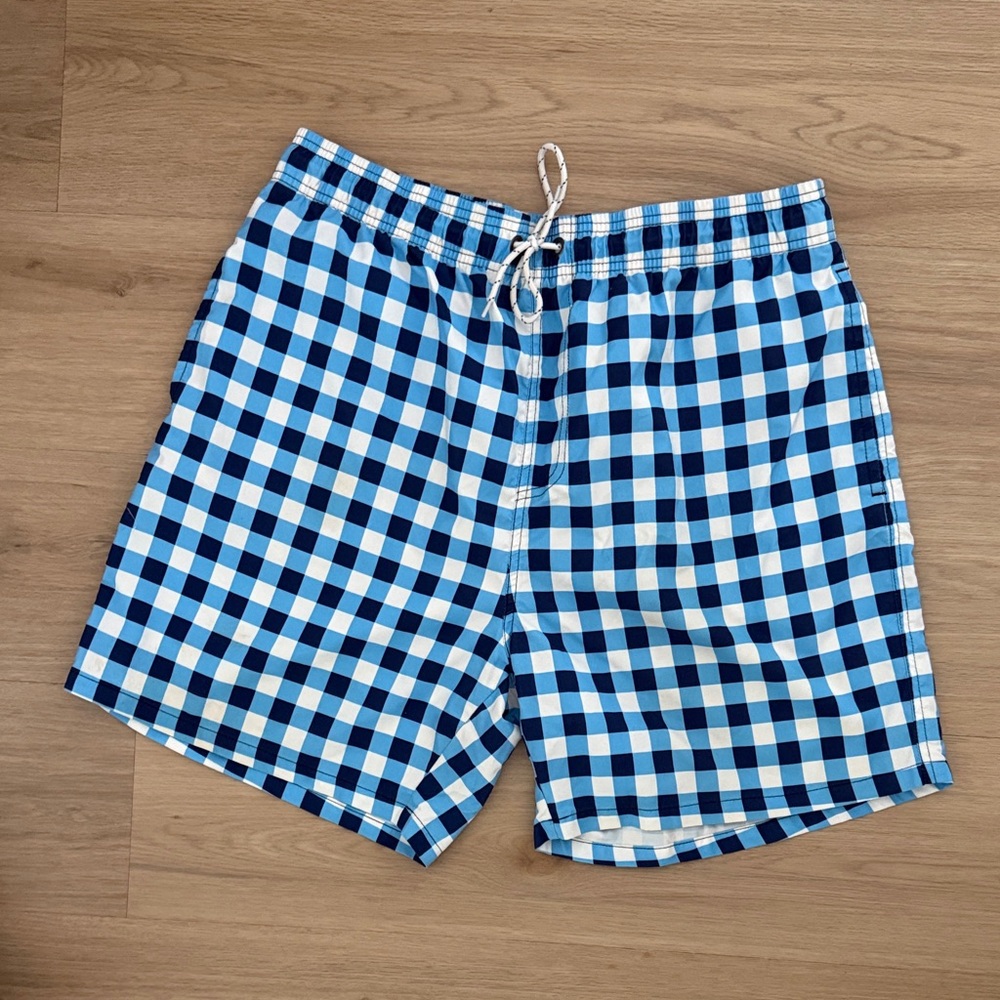 Blue Checkered Men's Swim Shorts